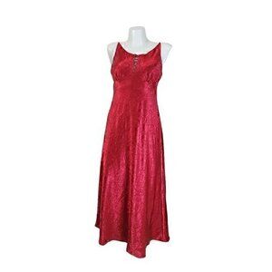 Cabernet Satin Gown Slip Dress M Red Gothic Lace-up